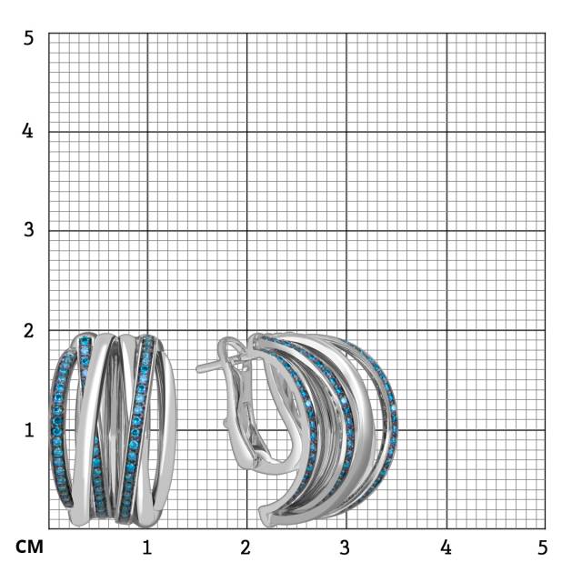 Серьги из белого золота с голубыми бриллиантами (059176)