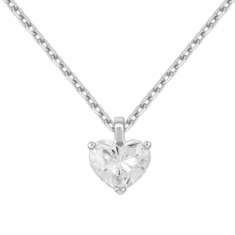 Колье из белого золота с бриллиантом Сердце (043265)