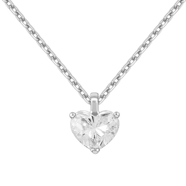 Колье из белого золота с бриллиантом Сердце (043265)