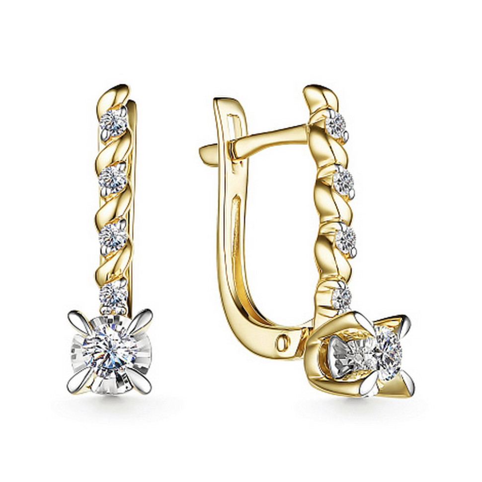 Серьги из жёлтого золота с бриллиантами (053705)