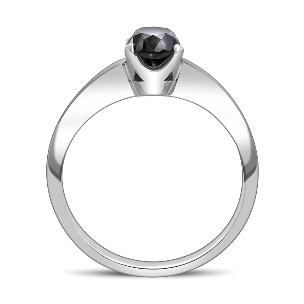 Помолвочное кольцо из белого золота с чёрным бриллиантом (050774)