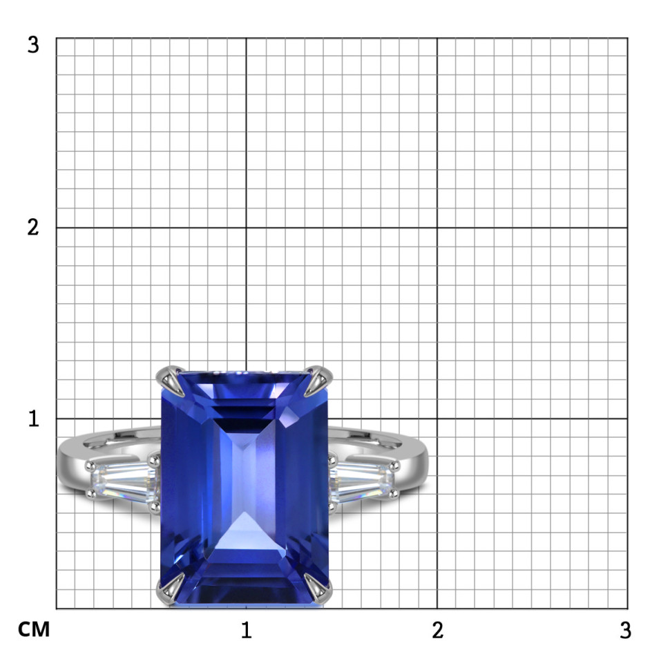 Кольцо из белого золота с бриллиантами и танзанитом (059183)
