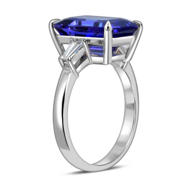 Кольцо из белого золота с бриллиантами и танзанитом (059183)