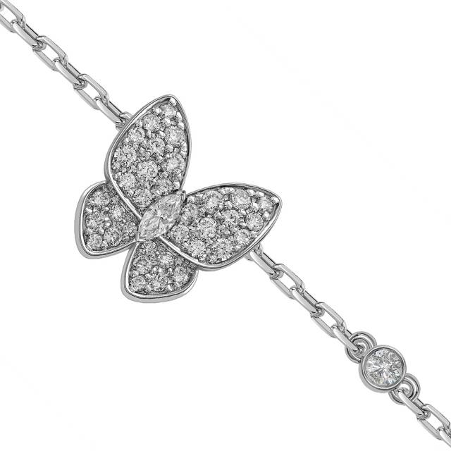 Браслет из белого золота с бриллиантами "Бабочки" (059689)