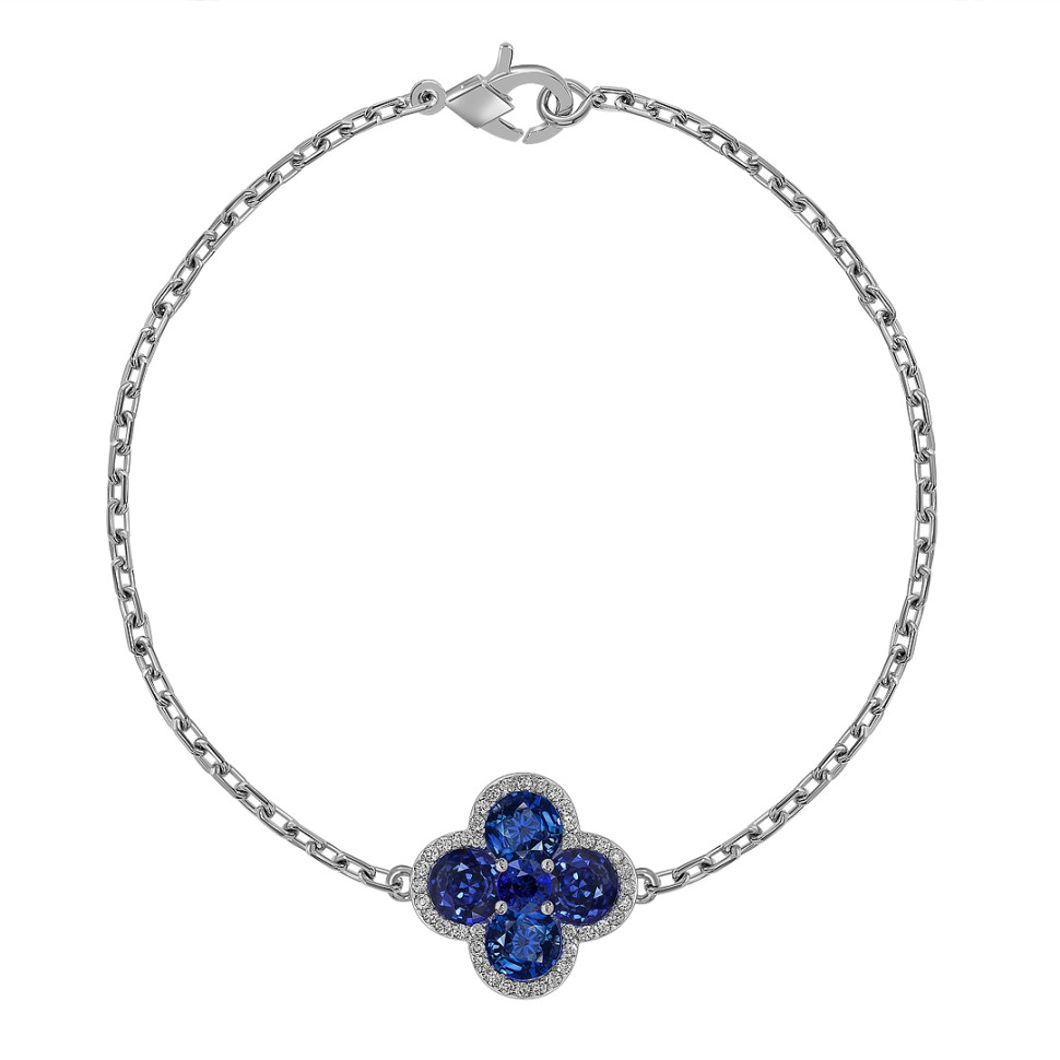 Браслет из белого золота с бриллиантами и сапфирами (055550)