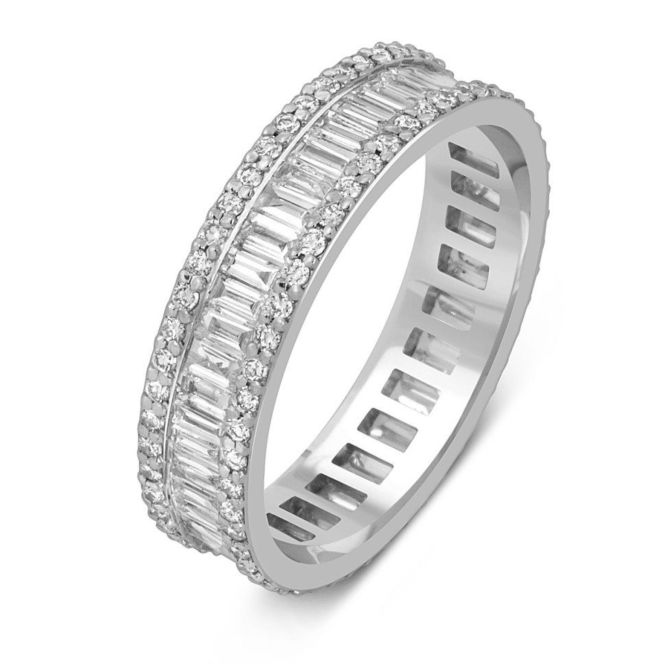 Обручальное кольцо из белого золота с бриллиантами (052613)