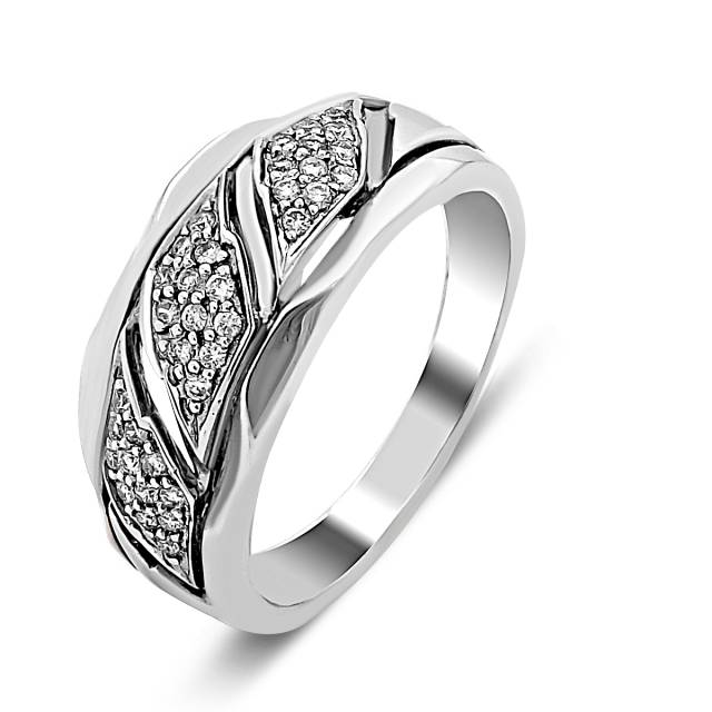 Кольцо из белого золота с бриллиантами (018120)