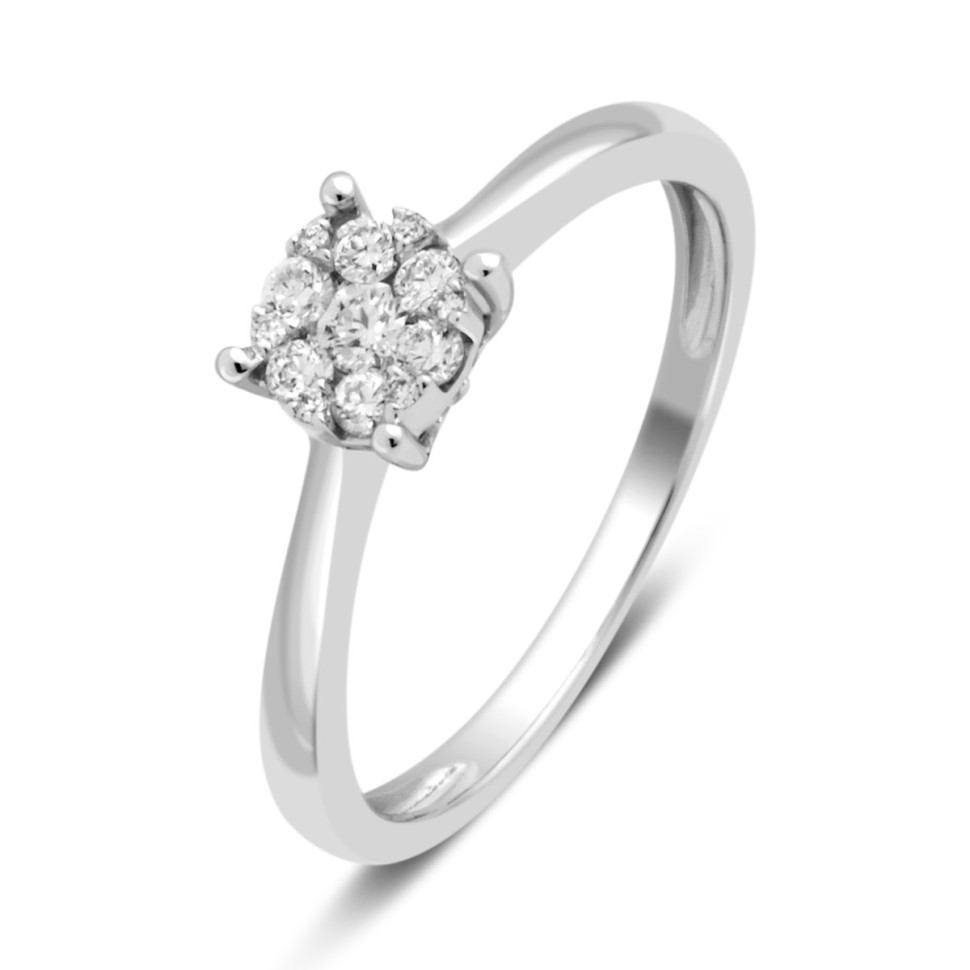 Помолвочное кольцо из белого золота с бриллиантами (030658)