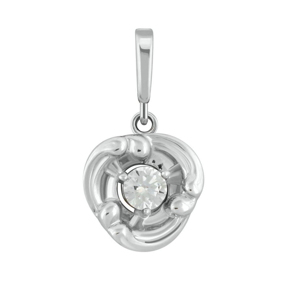 Кулон из белого золота с бриллиантом (042752)