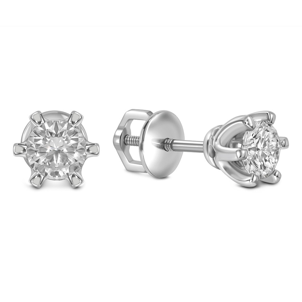 Серьги пусеты из платины с бриллиантами (054327)