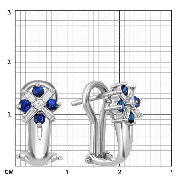 Серьги из белого золота с бриллиантами и сапфирами (049529)