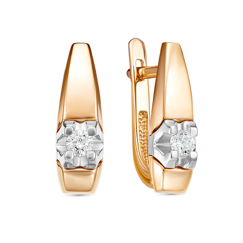 Серьги из комбинированного золота с бриллиантами (043795)