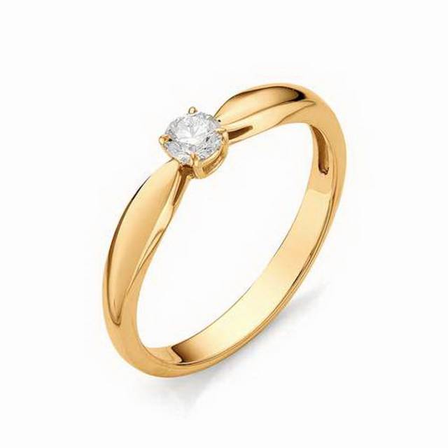 Помолвочное кольцо из красного золота с бриллиантом (031308)