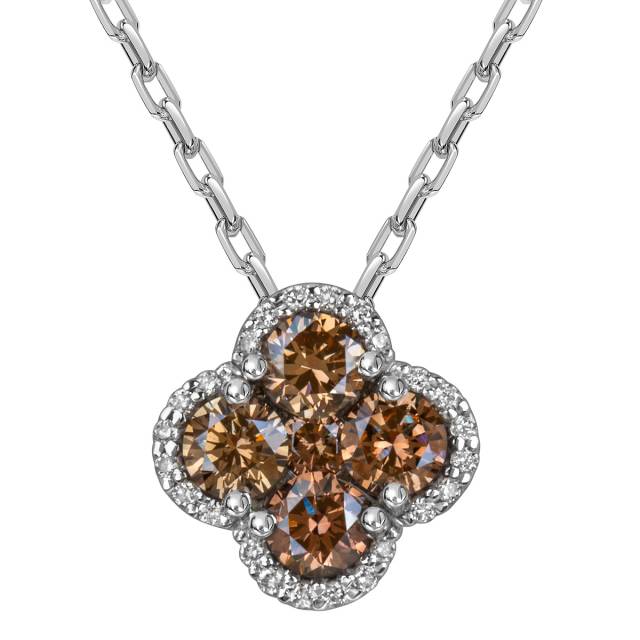 Колье из белого золота с коньячными бриллиантами (060549)