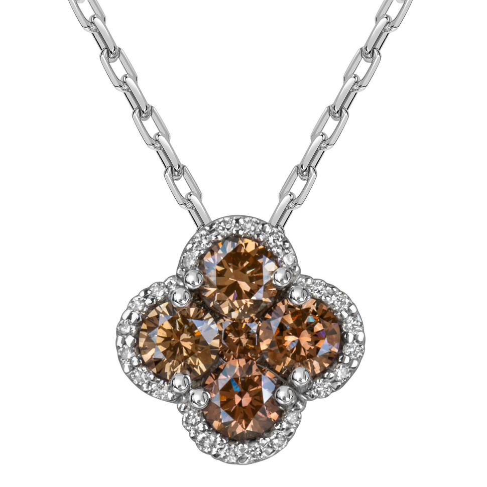 Колье из белого золота с коньячными бриллиантами (060549)