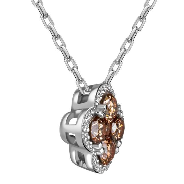 Колье из белого золота с коньячными бриллиантами (060549)