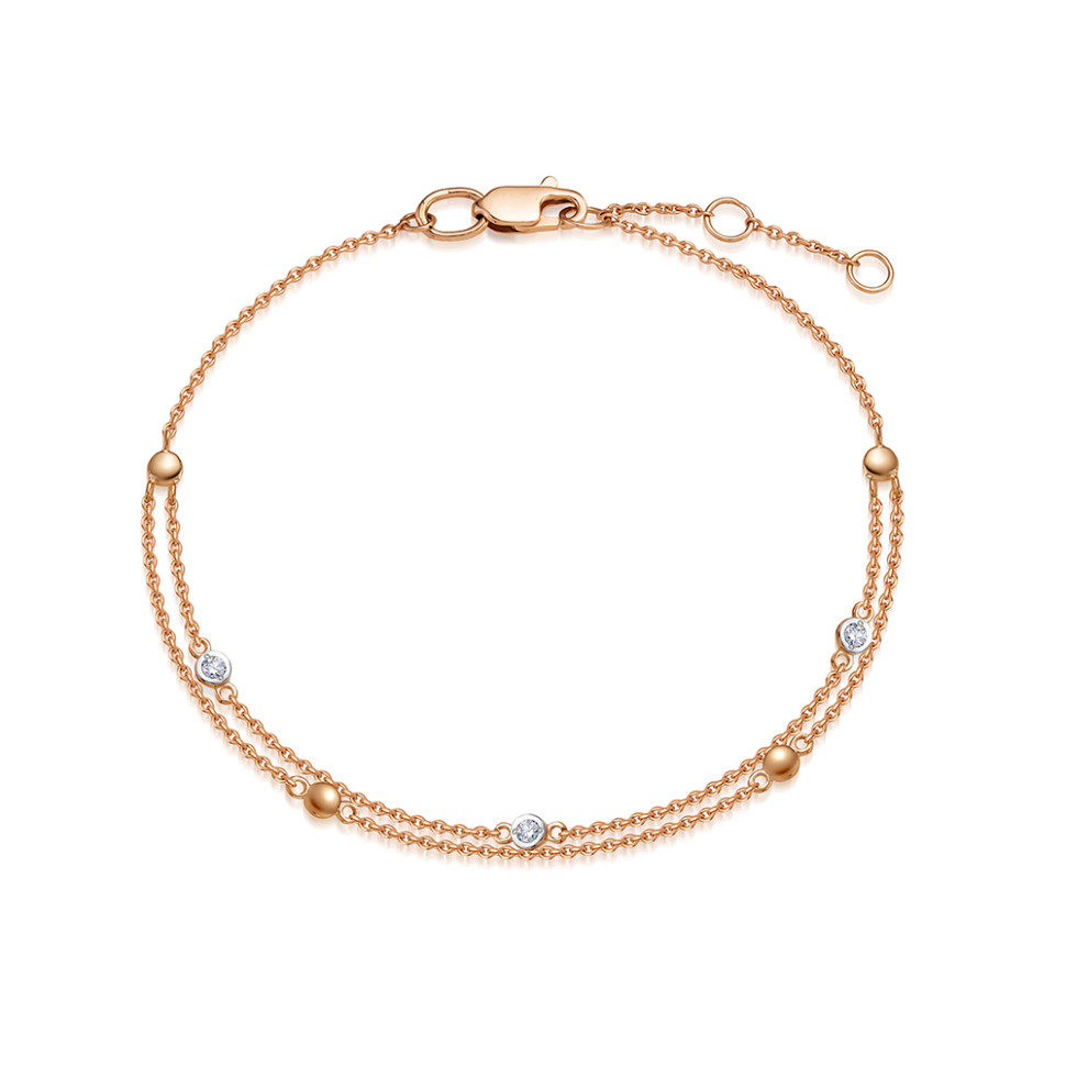 Браслет из красного золота с бриллиантами (053879)