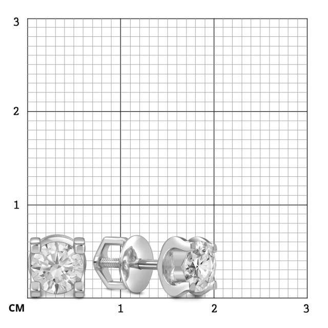 Серьги пусеты из белого золота с бриллиантами (054819)