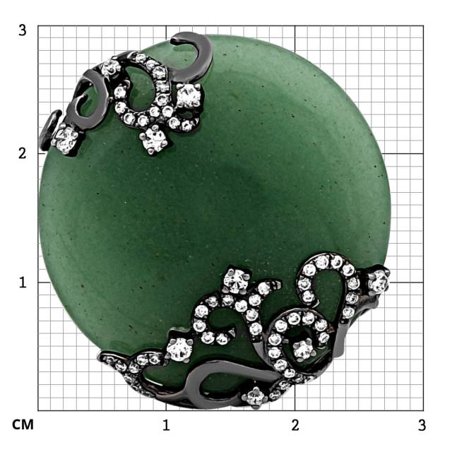 Кольцо из чернёного золота с бриллиантами и авантюрином (003913)