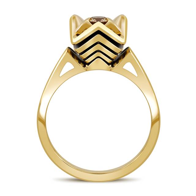 Кольцо из жёлтого золота с коньячным бриллиантом (048089)