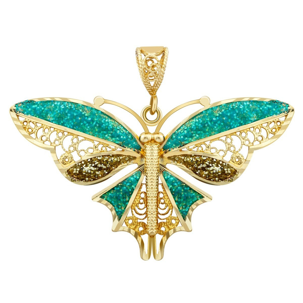 Кулон из жёлтого золота с  эмалью (020101)