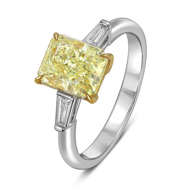 Помолвочное кольцо из белого золота с  жёлтым бриллиантом (059683)