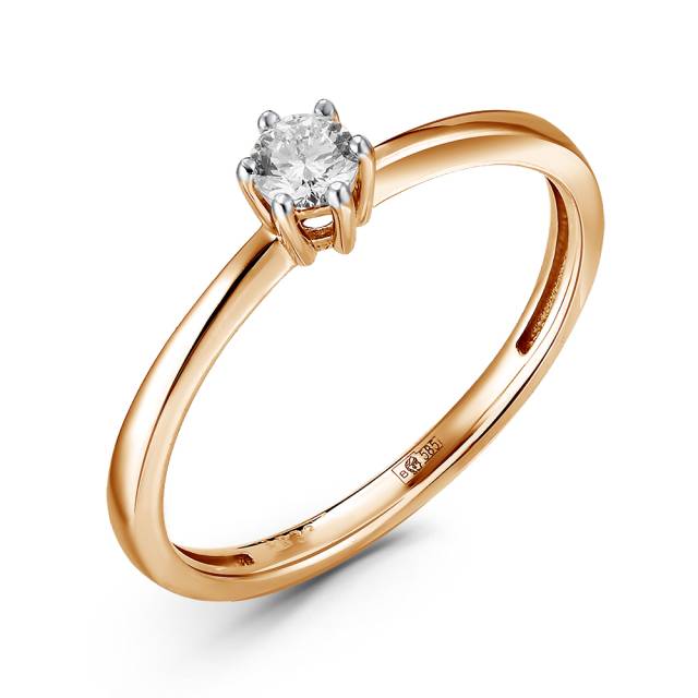 Помолвочное кольцо из красного золота с бриллиантами (060095)