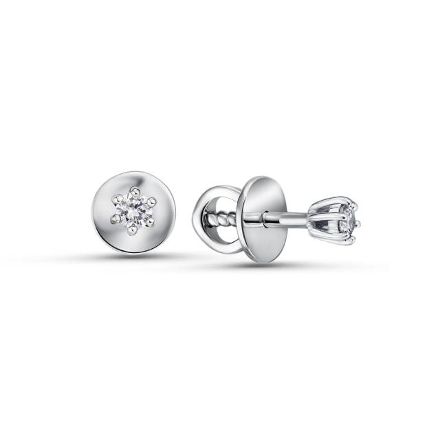 Серьги пусеты из белого золота с бриллиантами (060443)