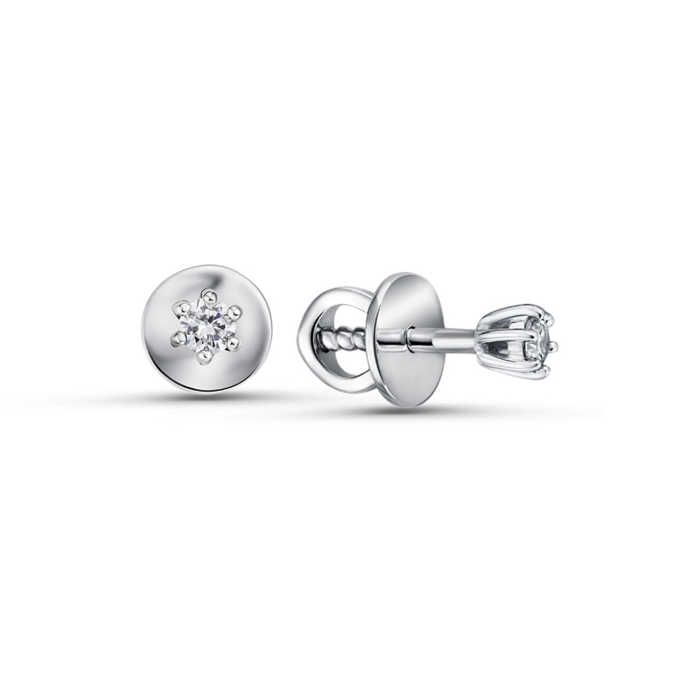 Серьги пусеты из белого золота с бриллиантами (060443)