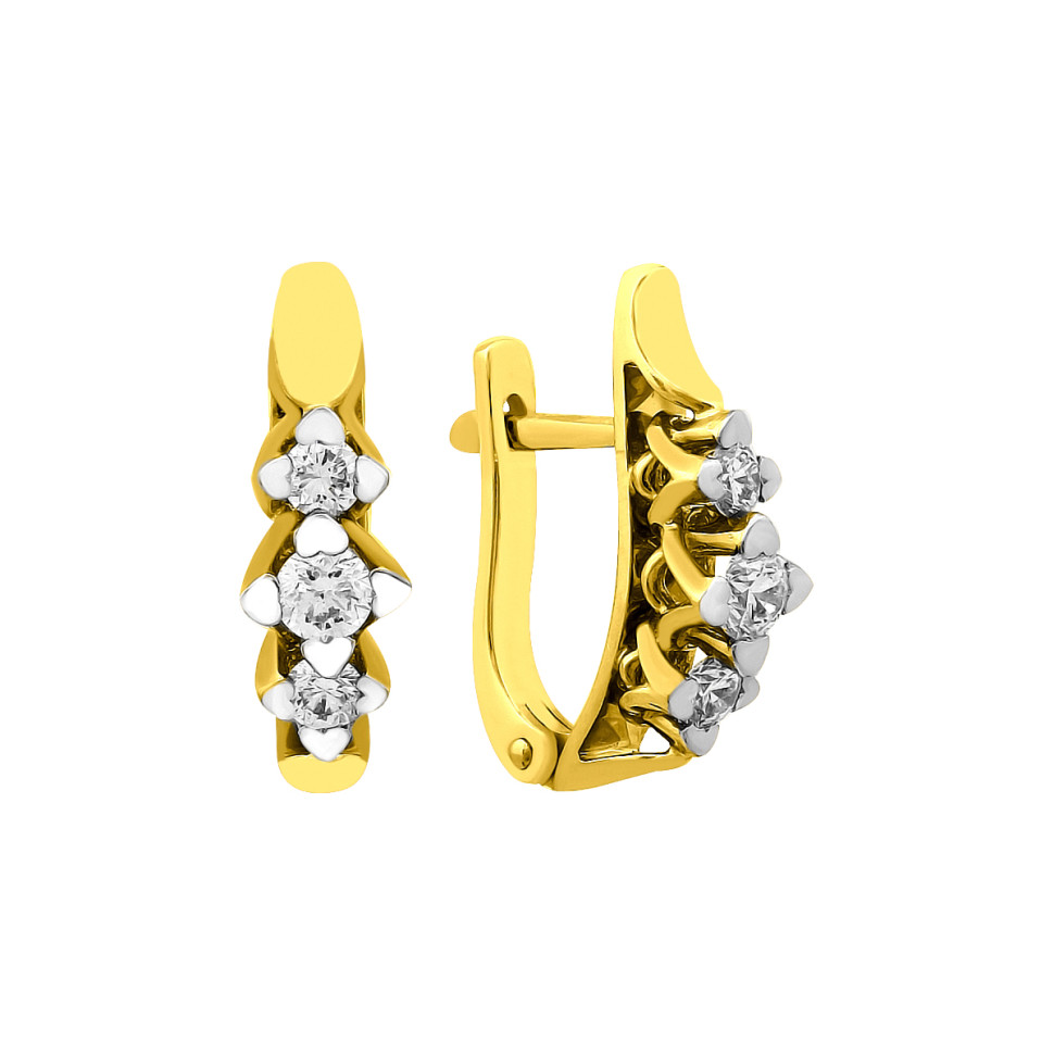 Серьги из жёлтого золота с бриллиантами (025827)