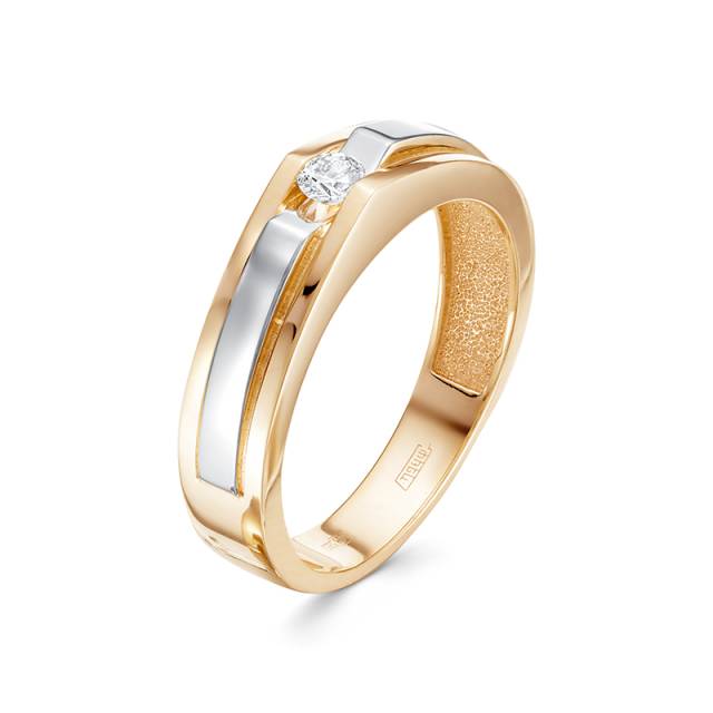 Кольцо из комбинированного золота с бриллиантом (047500)