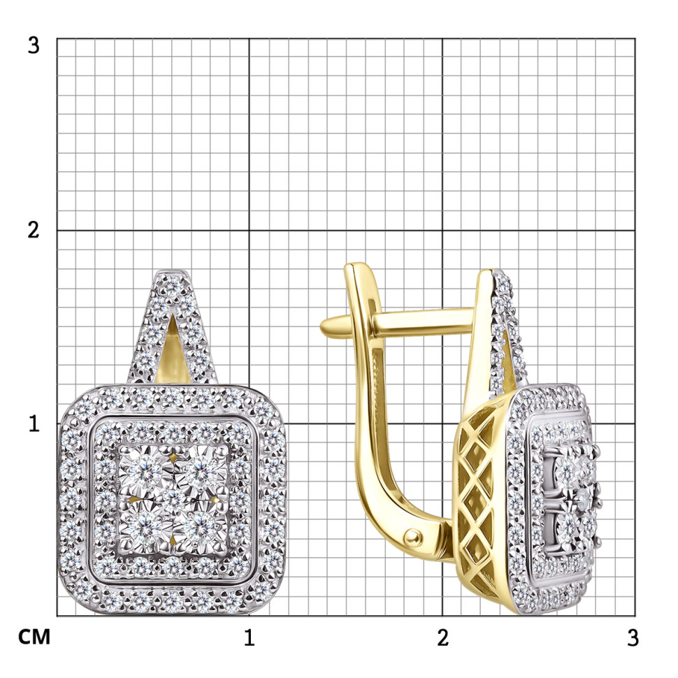 Серьги жёлтого золота с бриллиантами (062926)