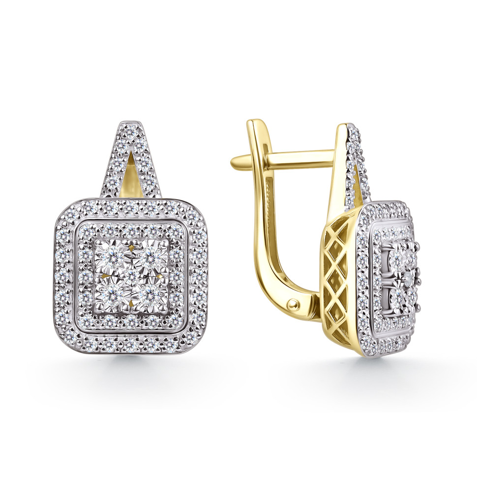 Серьги жёлтого золота с бриллиантами (062926)