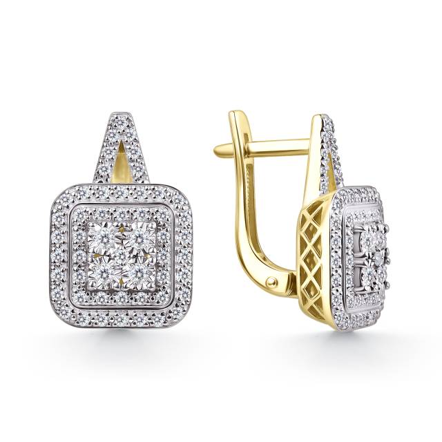 Серьги жёлтого золота с бриллиантами (062926)