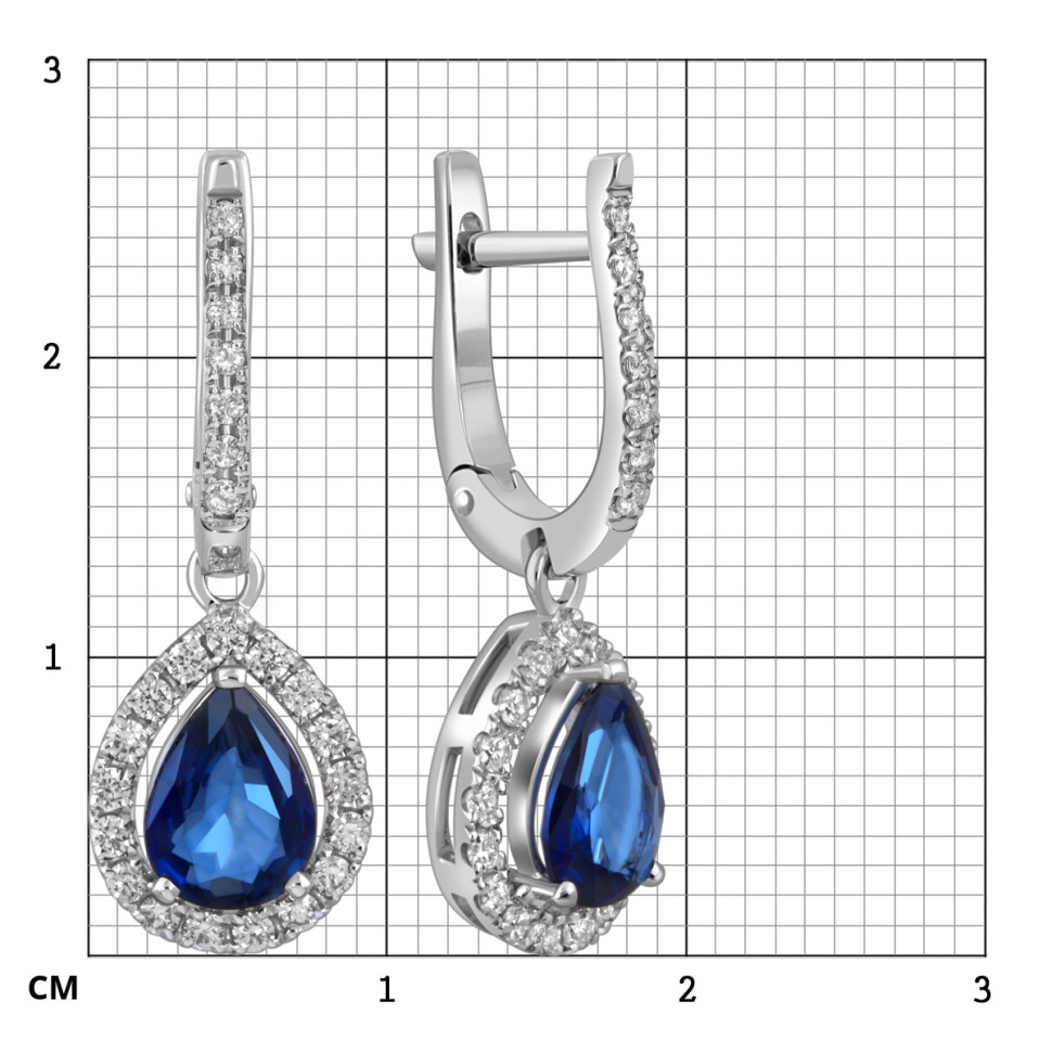 Серьги из белого золота с бриллиантами и сапфирами (055115)