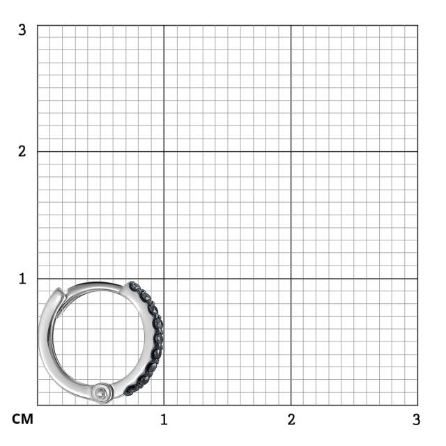 Пирсинг из белого золота с чёрными бриллиантами (053886)
