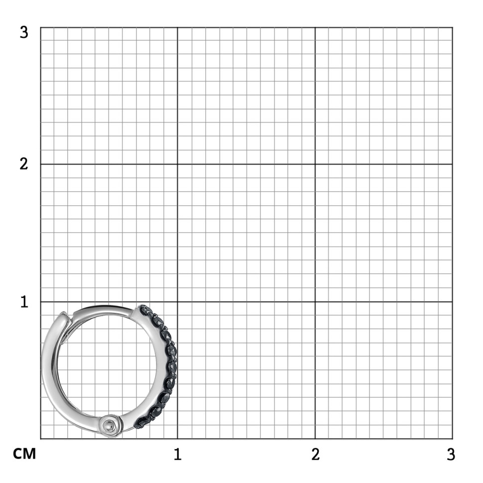 Пирсинг из белого золота с чёрными бриллиантами (053886)