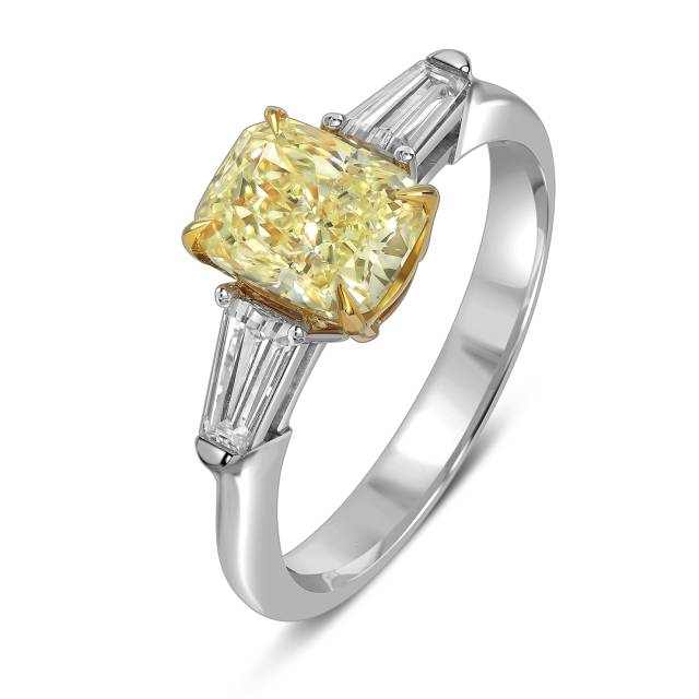 Помолвочное кольцо из белого золота с бриллиантами и жёлтым бриллиантом (062659)