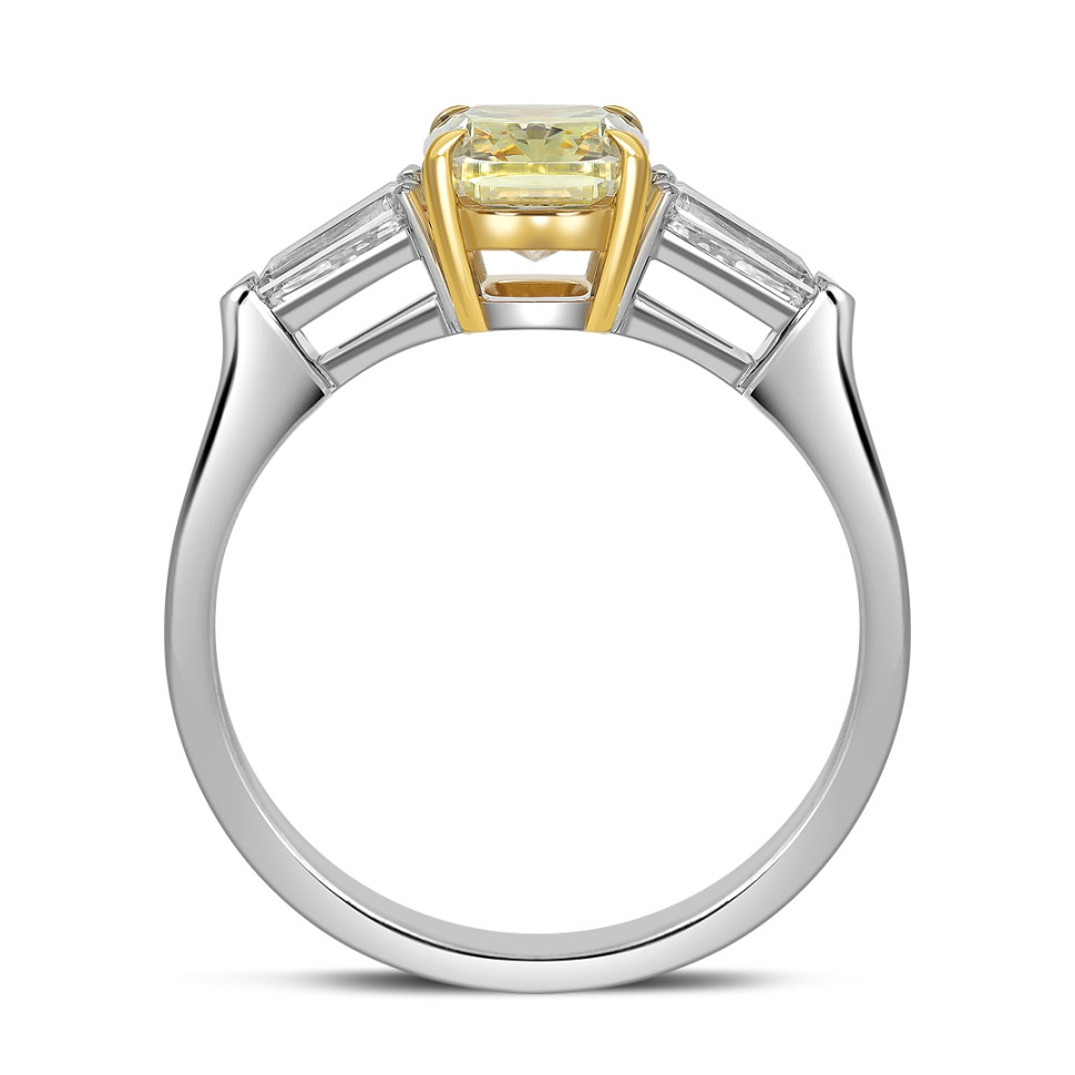 Помолвочное кольцо из белого золота с бриллиантами и жёлтым бриллиантом (062659)