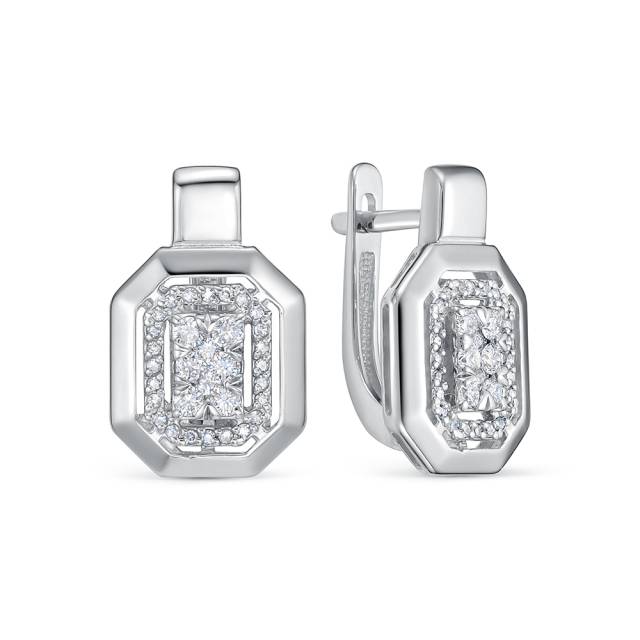 Серьги из белого золота с бриллиантами (060407)