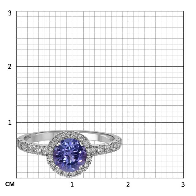 Кольцо из белого золота с бриллиантами и танзанитом (060610)