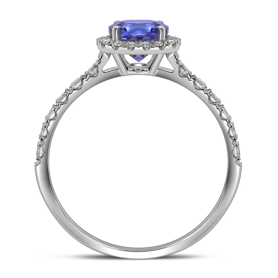 Кольцо из белого золота с бриллиантами и танзанитом (060610)