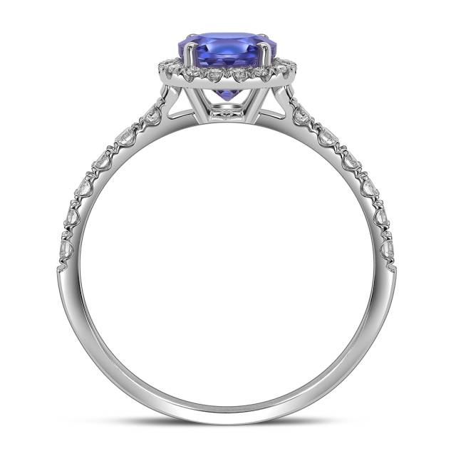 Кольцо из белого золота с бриллиантами и танзанитом (060610)