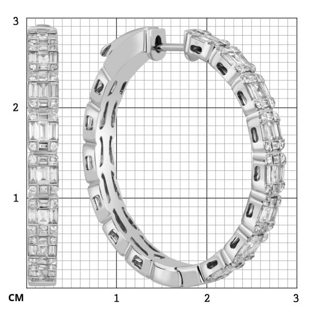Серьги конго из белого золота с бриллиантами (050582)