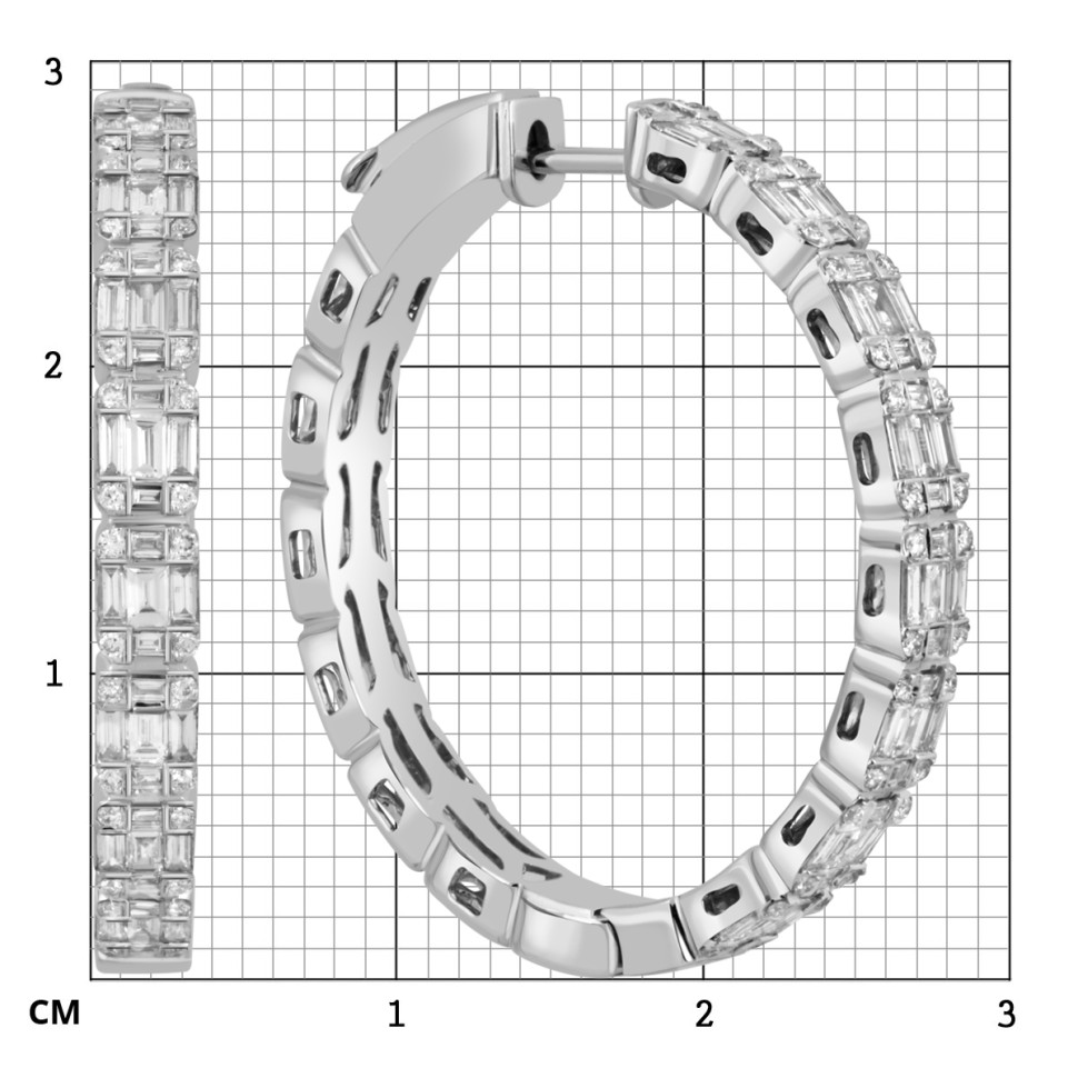 Серьги конго из белого золота с бриллиантами (050582)