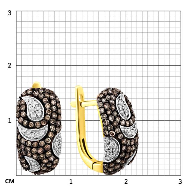 Серьги из комбинированного золота с бриллиантами (012704)