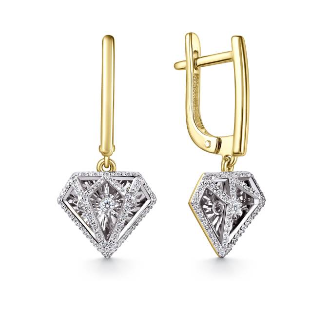 Серьги комбинированного золота с бриллиантами (062929)