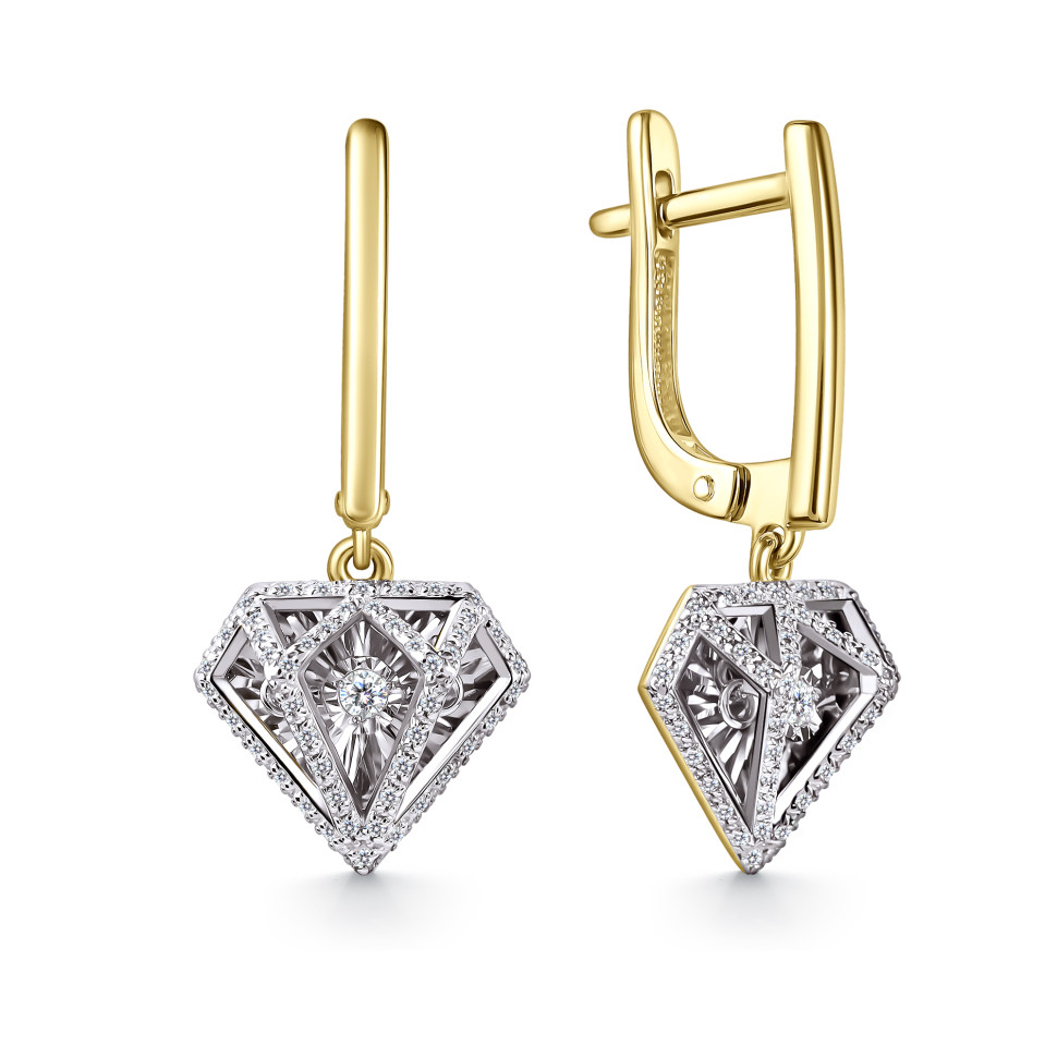 Серьги комбинированного золота с бриллиантами (062929)