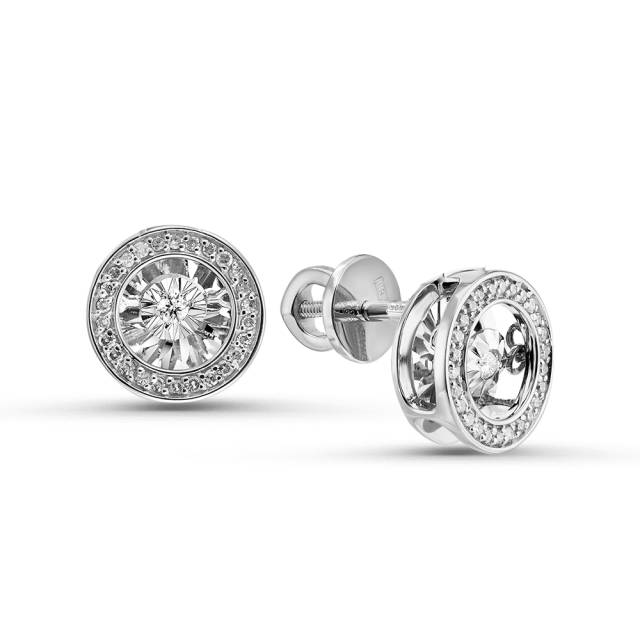 Серьги из белого золота с бриллиантами (058735)