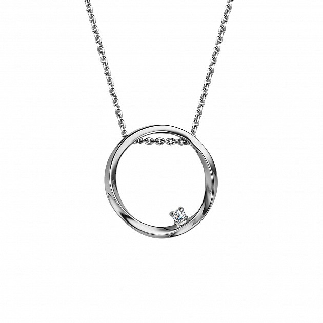 Колье из белого золота с бриллиантом (047119)